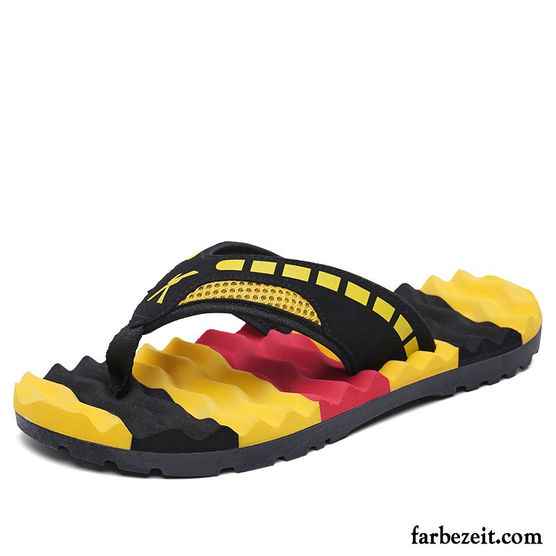 Flip Flops Herren Persönlichkeit Pantolette Neue Sommer Trend Rutschsicher Sandfarben Gelb