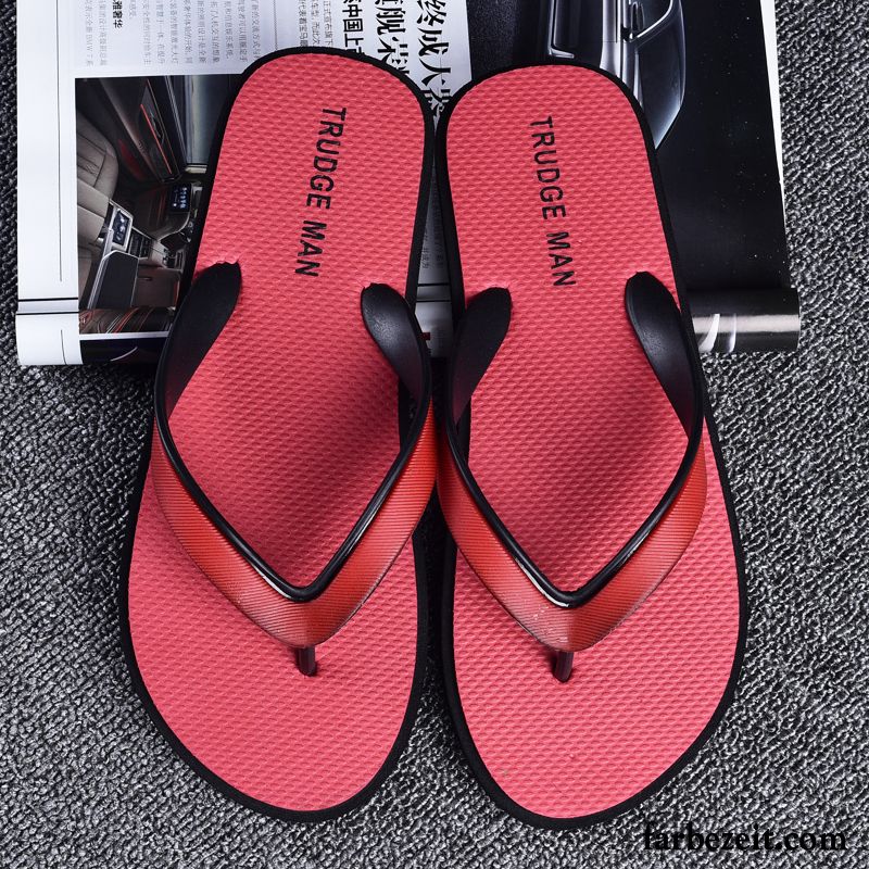 Flip Flops Herren Persönlichkeit Sommer Rutschsicher Trend Schüler Einfach Sandfarben Weiß Rot