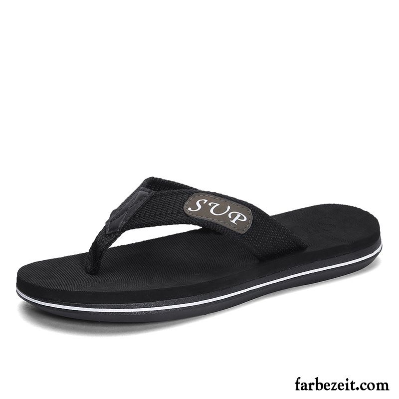 Flip Flops Herren Persönlichkeit Trend Mode Allgleiches Pantolette Neue Sandfarben Schwarz