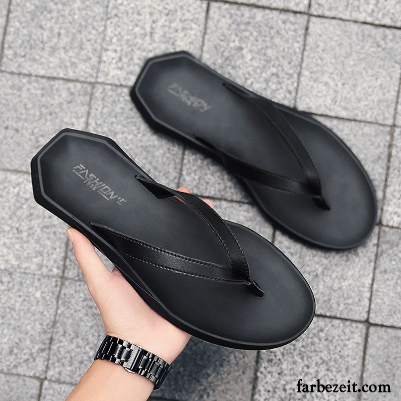 Flip Flops Herren Rutschsicher Hausschuhe England Trend Mode Sommer Schwarz