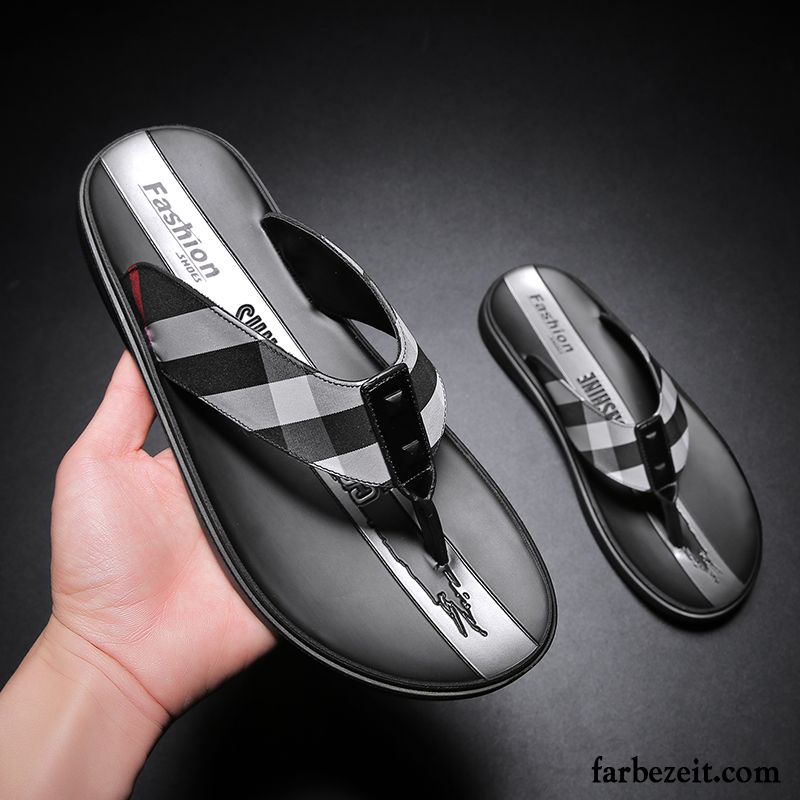 Flip Flops Herren Rutschsicher Neue Sommer Persönlichkeit Casual Trend Schwarz