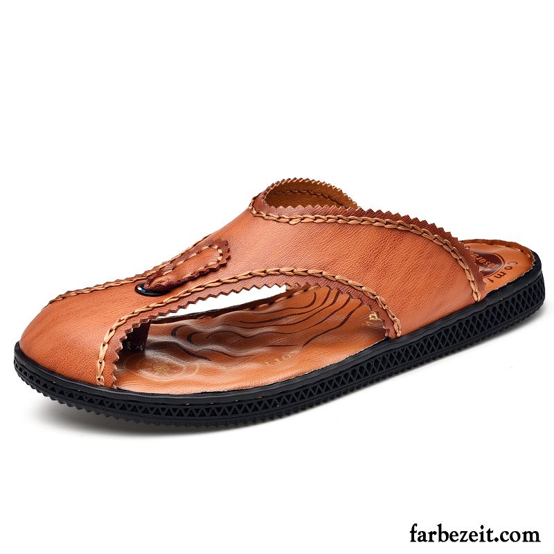 Flip Flops Herren Rutschsicher Sandalen Casual Sommer Persönlichkeit Hausschuhe Sandfarben Braun