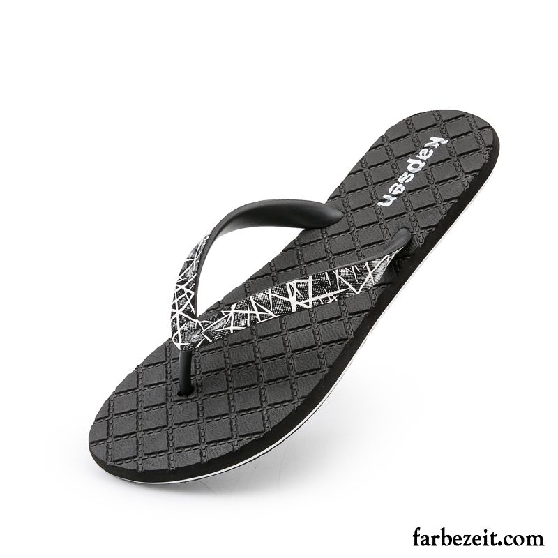 Flip Flops Herren Rutschsicher Sommer Trend Mode Sandalen Pantolette Sandfarben Schwarz