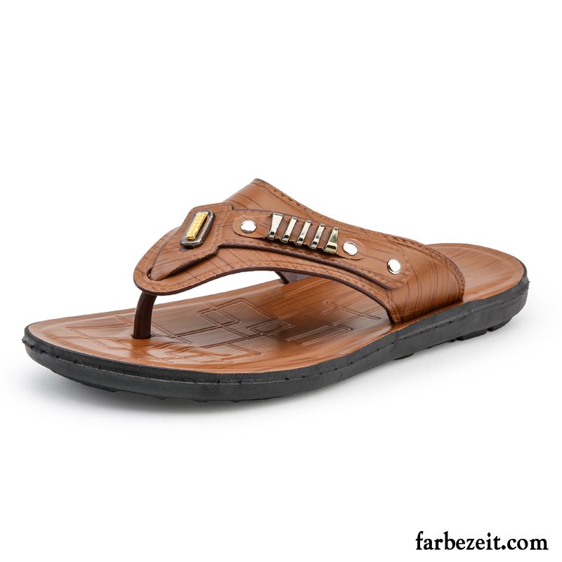 Flip Flops Herren Rutschsicher Trend Sommer Weiche Sohle Persönlichkeit Mode Sandfarben Braun