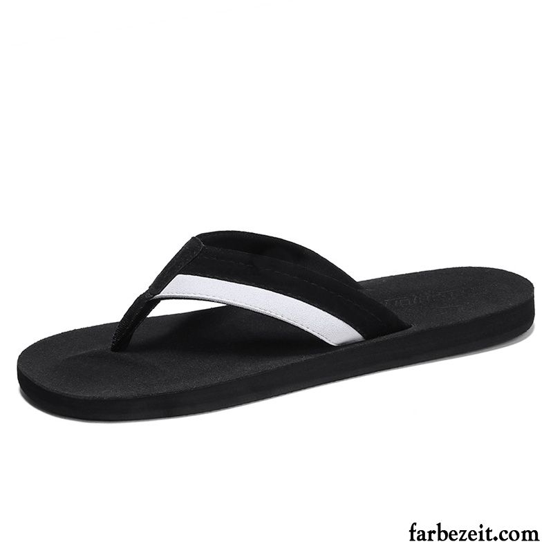 Flip Flops Herren Sandalen Sommer Casual Persönlichkeit Echtleder Hausschuhe Schwarz