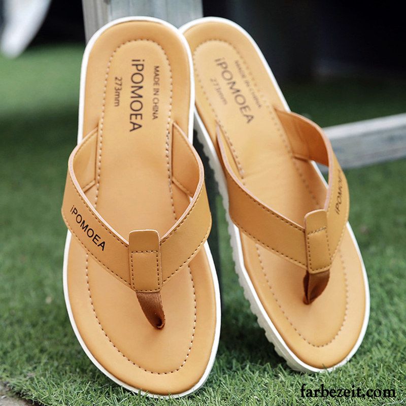 Flip Flops Herren Schuhe Hausschuhe Draussen Neue Trend Rutschsicher Sandfarben Kamelfarbe