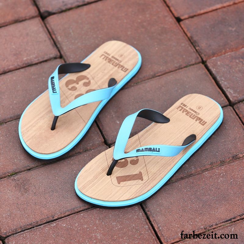 Flip Flops Herren Schüler Sommer Persönlichkeit Hausschuhe Casual Rutschsicher Blau