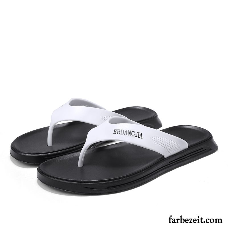 Flip Flops Herren Sommer Gummi Rutschsicher Pantolette Wasserdicht Hausschuhe Sandfarben Weiß