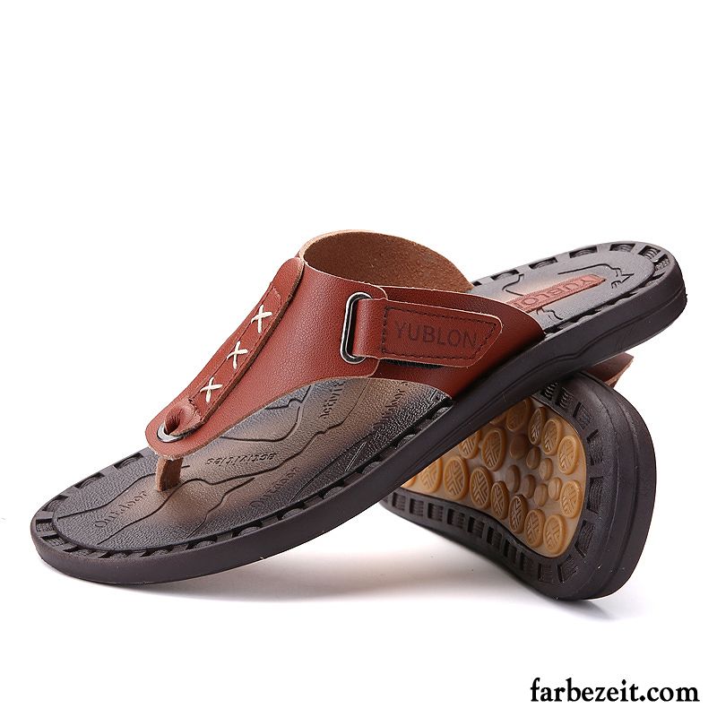 Flip Flops Herren Sommer Trend Persönlichkeit Draussen Pantolette Rutschsicher Sandfarben Braun