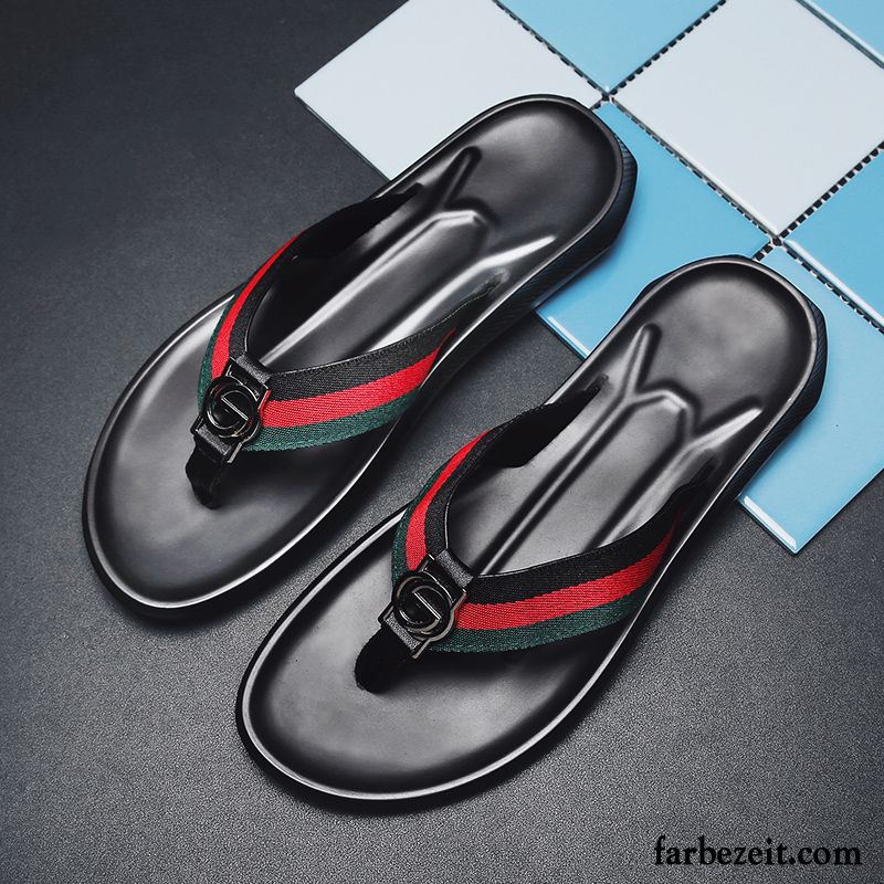 Flip Flops Herren Tragen Trend Rutschsicher Persönlichkeit Einfach Sommer Schwarz Rot