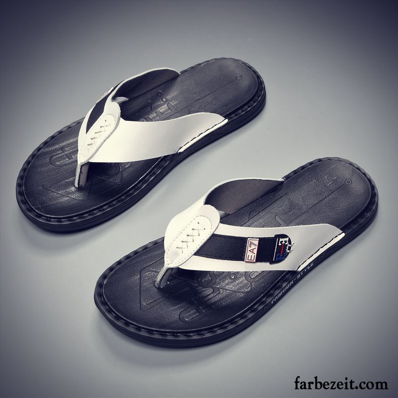 Flip Flops Herren Trend Casual Sommer Weiche Sohle Persönlichkeit Neue Sandfarben Weiß