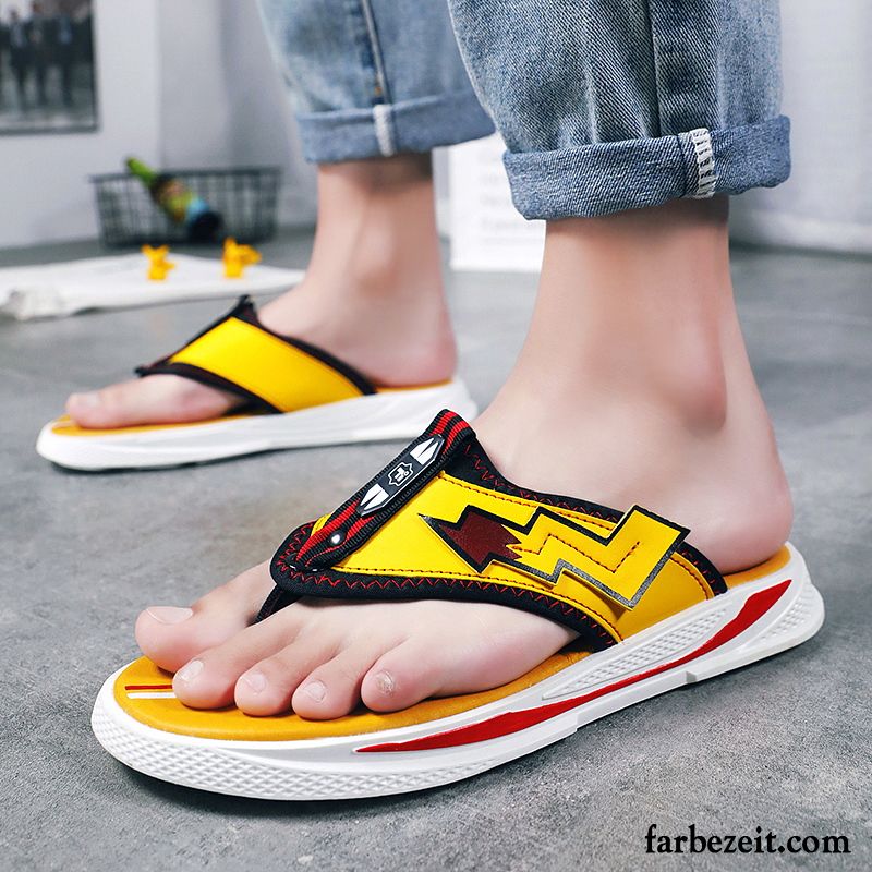 Flip Flops Herren Trend Persönlichkeit Sandalen Pantolette Sommer Neue Gelb Rot