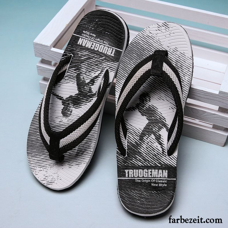 Flip Flops Herren Trend Rutschsicher Persönlichkeit Weiche Sohle Sandalen Sommer Schwarz