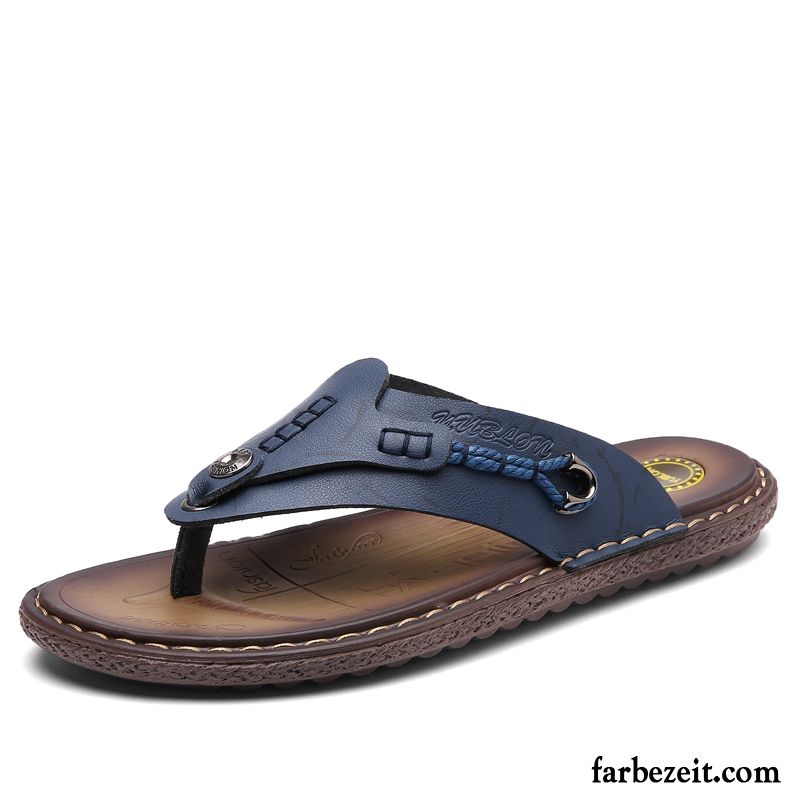 Flip Flops Herren Trend Schuhe Sommer Pantolette Persönlichkeit Rutschsicher Marineblau