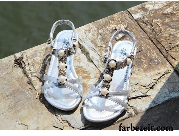 Gelbe Sandalen Absatz Schuhe Große Größe Strasssteine Damen Süß Schüler Flache Rutschsicher Sommer Gemütlich Sandalen Günstig