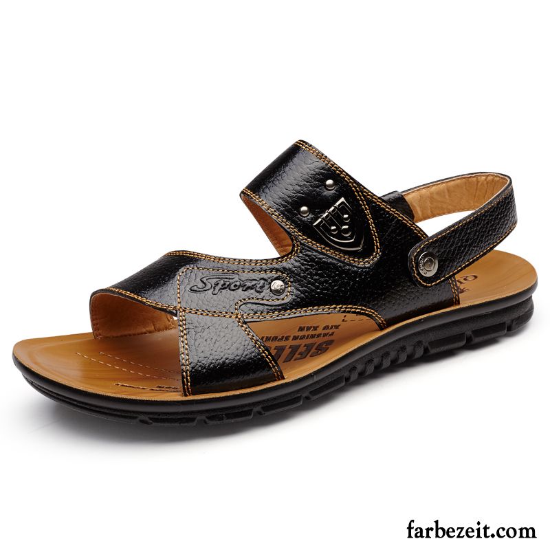 Gesundheitssandalen Herren Echtleder Strand Casual Oberleder Trend Sandalen Sommer Lederschue Schuhe Sale