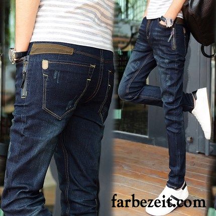 Graue Jeans Herren Slim Fit Herbst Winter Jeans Lange Plus Samt Elastisch Schlank Schmales Bein Hose Kaufen