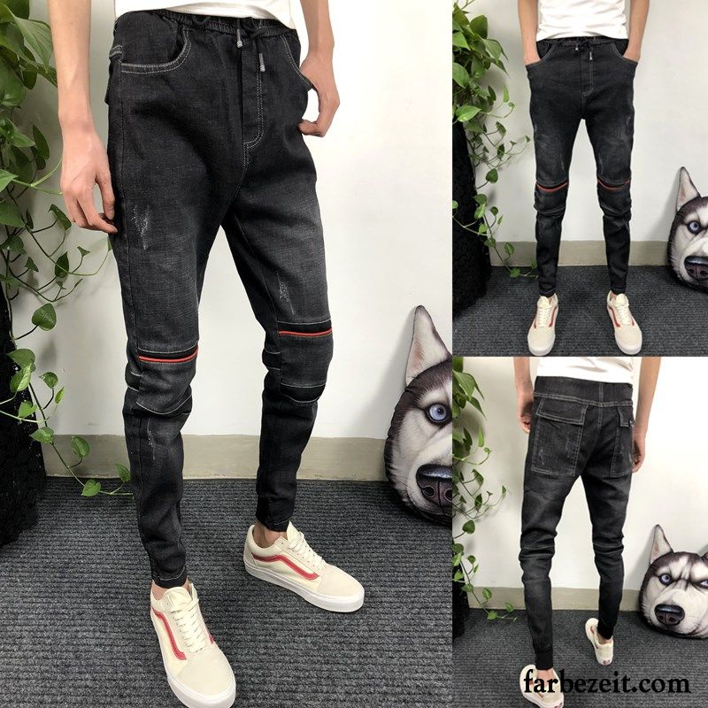 Grüne Jeans Herren Bleistift Hose Jeans Schwarz Ultra Elastisch Jugend Herbst Günstig