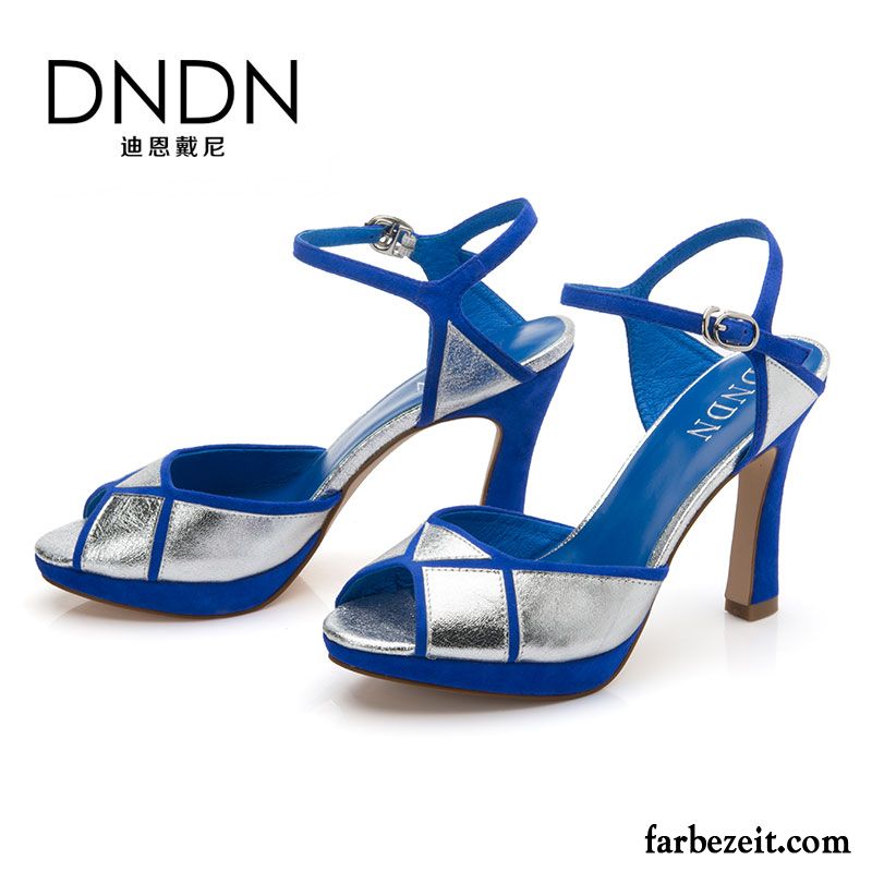 Günstige Sandalen Absatz Peep-toe Sommer Sandalen Dick Damen Feder Wasserdichte Plattform Schuhe Echtleder Pumps Mode Neue Günstig