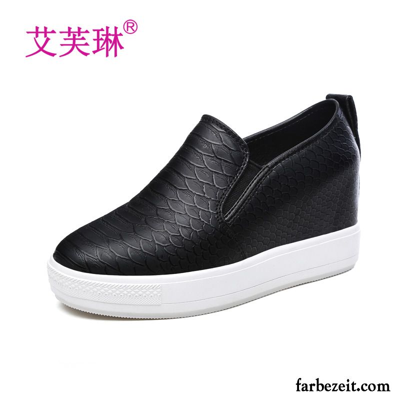 Halbschuhe Damen Trend Erhöht Feder Schuhe Herbst Dicke Sohle Weiß Halbschuhe Schnürschuhe Casual Keilschuhe Slip-on Faul Billig