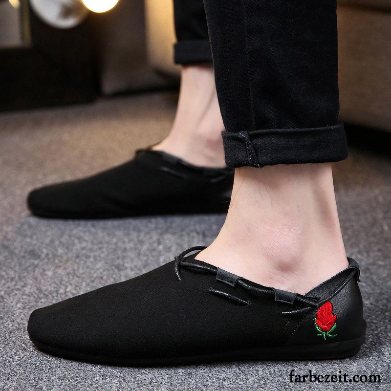 Halbschuhe Herren Allgleiches Faul Persönlichkeit Neue Trend Schwarz