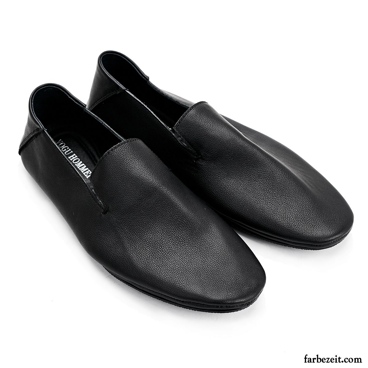 Halbschuhe Herren Atmungsaktiv Trend Weiche Sohle Faul Casual Echtleder Schwarz