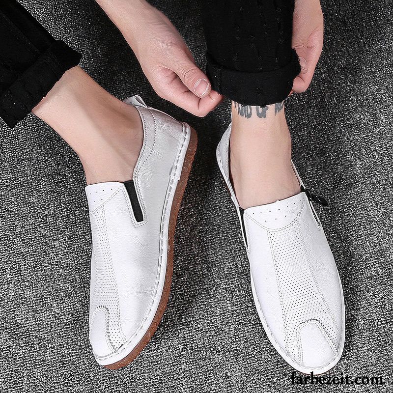 Halbschuhe Herren Blau Slip-on Schuhe Faul Trend Allgleiches Casual Neue Sommer Weiß Billig