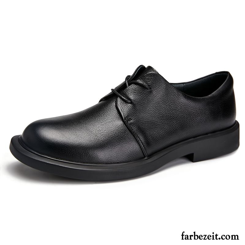 Halbschuhe Herren Echtleder Oxford Allgleiches England Lederschue Weiche Sohle Schwarz