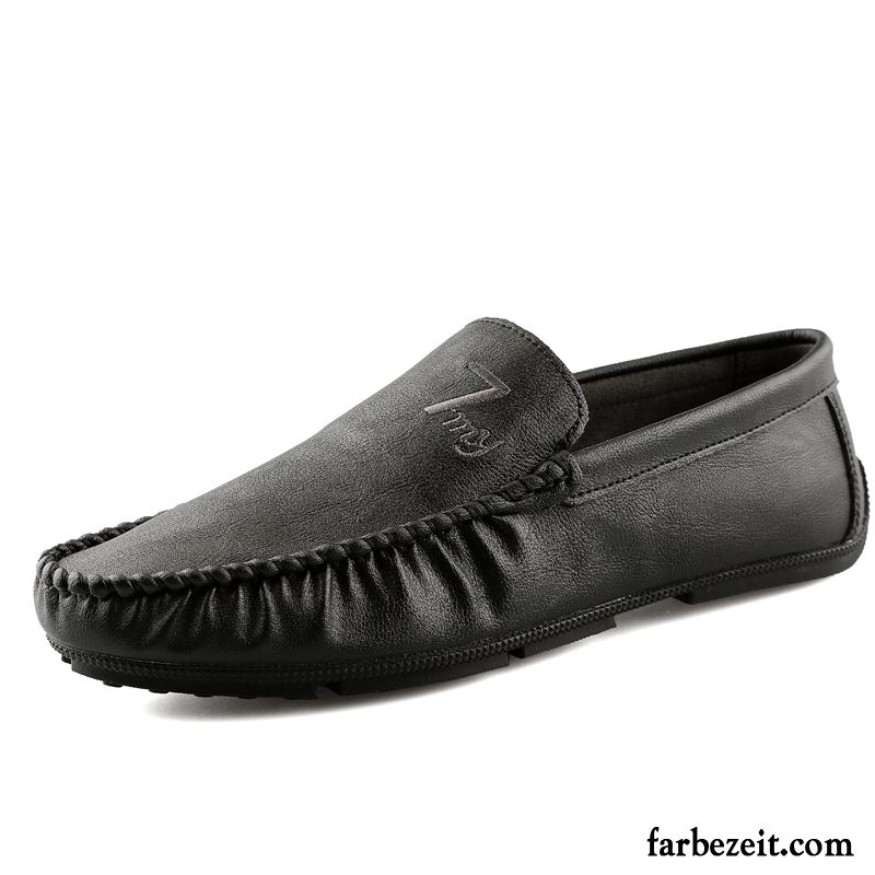 Halbschuhe Herren Feder Lederschue Neue Trend Casual Schwarz