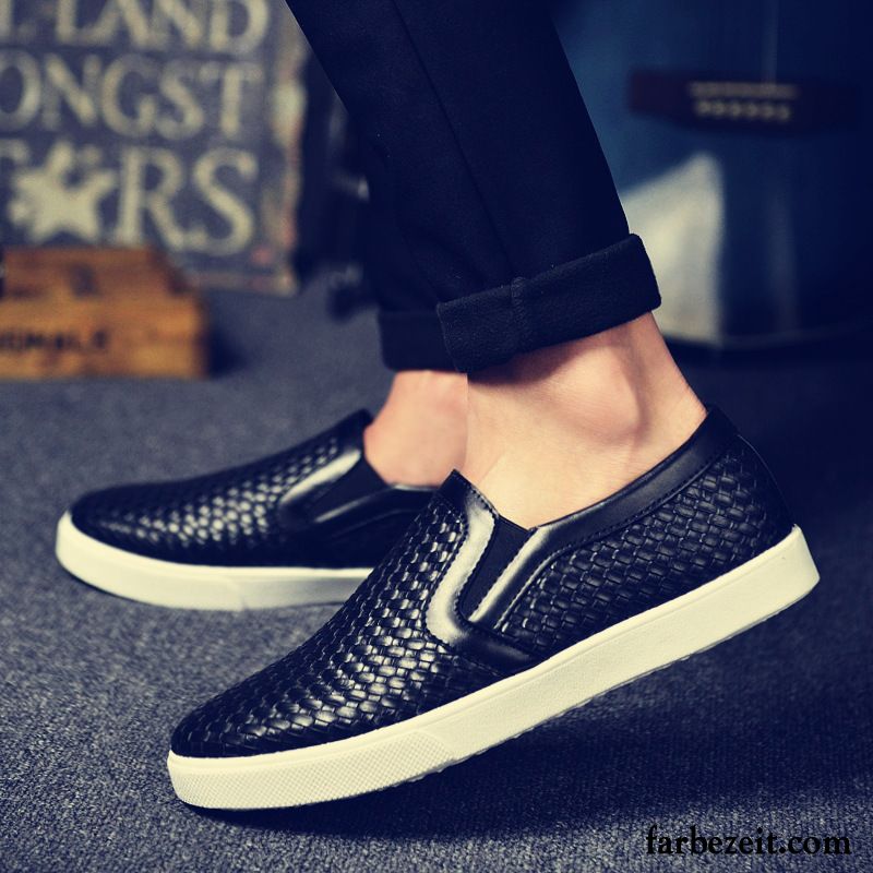 Halbschuhe Herren Schwarz Sommer Feder Lederschue Schuhe Trend Atmungsaktiv Faul Casual Halbschuhe Skaterschuhe Rabatt