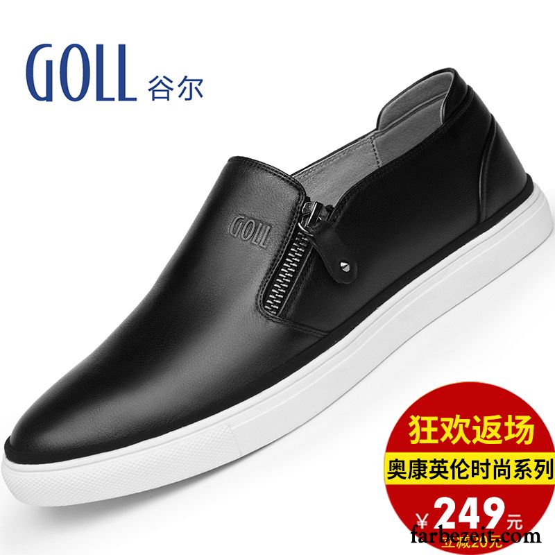 Halbschuhe Herren Slip-on Faul Schuhe Trend Echtleder Halbschuhe Weiß Lederschue Casual Billig