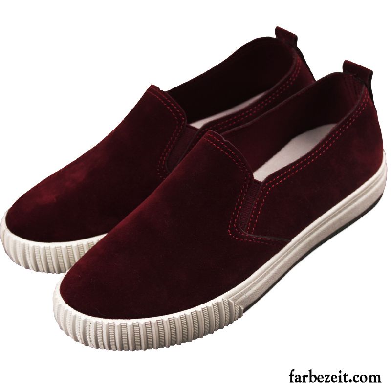 Halbschuhe Absatz Damen Flache Faul Feder Halbschuhe Slip-on Casual Schüler Wildleder Dicke Sohle