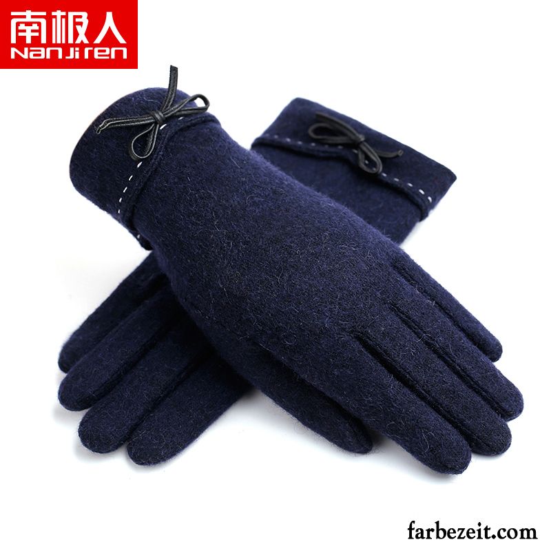 Handschuhe Damen Samt Touchscreen Student Warm Halten Winter Reiten Dunkelblau