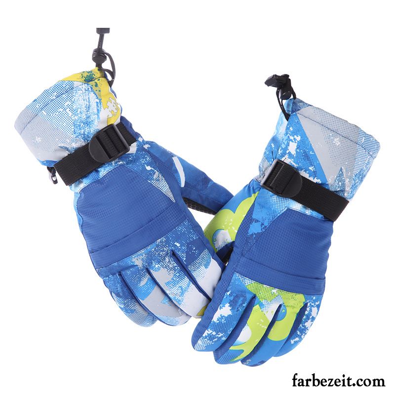 Handschuhe Herren Outdoor Wasserdicht Winddicht Fahrrad Fahren Skifahren Damen Blau