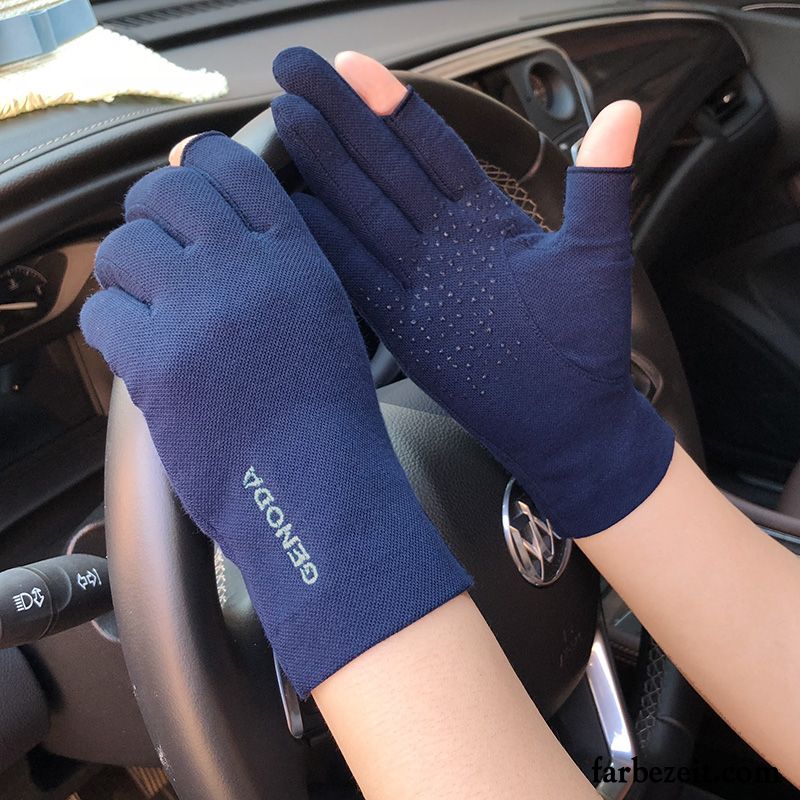 Handschuhe Herren Touchscreen Dünne Herz Kurz Fahren Sonnenschutz Blau