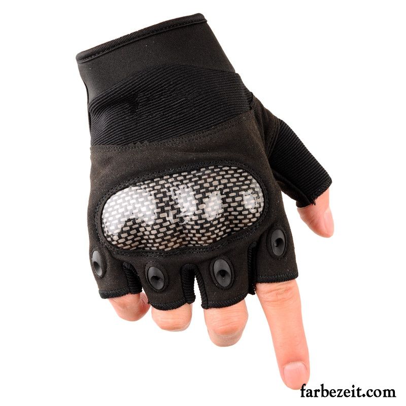 Handschuhe Herren Wander Sommer Kämpfen Halber Finger Blitz Fitness Schwarz