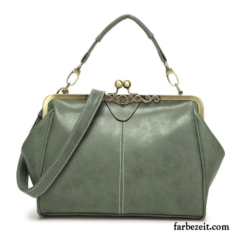 Handtaschen Damen Retro Neu Europe Umhängetasche Trend Nubuck Grün