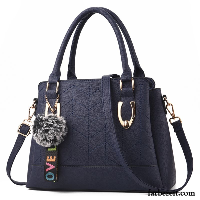 Handtaschen Damen Wellen Mittel All Match Mama Einfach Alter Polarblau