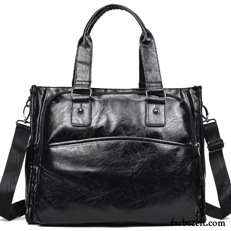 Handtaschen Herren Aktentasche Reisen Umhängetasche Leder Freizeit Trend Schwarz