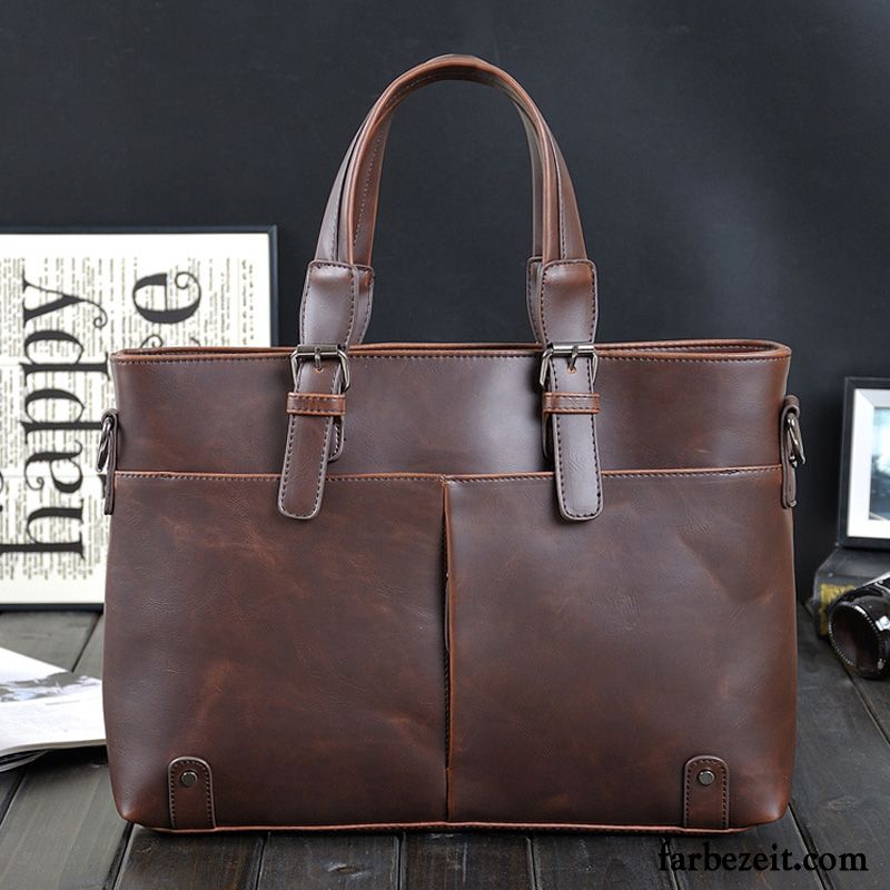 Handtaschen Herren Aktentasche Retro Computer Tasche Business Leder Freizeit Braun