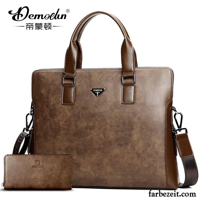 Handtaschen Herren Business Geschäftsreise Mode Aktentasche Computer Tasche Retro Khaki