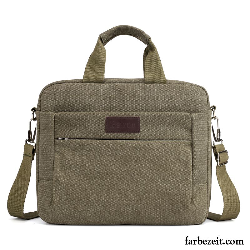 Handtaschen Herren Leinwand Reisen Umhängetasche Freizeit Computer Tasche Khaki