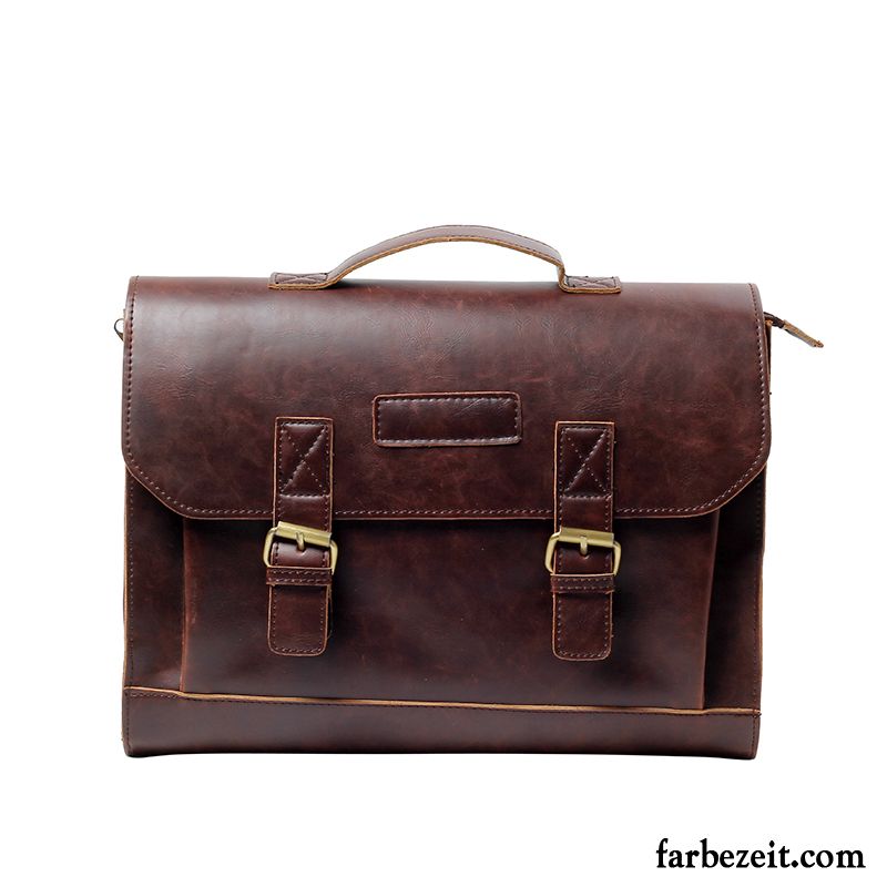 Handtaschen Herren Neu Retro Umhängetasche Aktentasche Business Braun