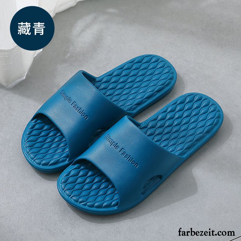 Hausschuhe Herren Lovers Sommer Einfach Pantolette Dicke Sohle Rutschsicher Blau