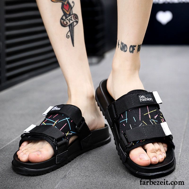 Hausschuhe Herren Neue Mode Sandalen Trend Casual Sommer Sandfarben Schwarz