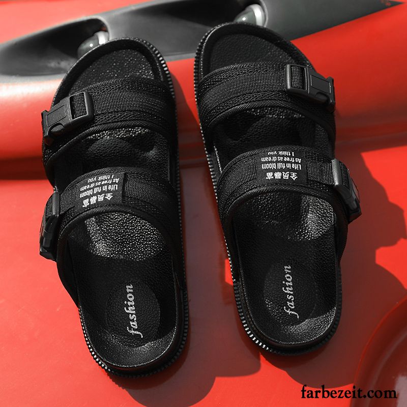 Hausschuhe Herren Trend Mode Neue Sandalen Sommer Rutschsicher Sandfarben Schwarz