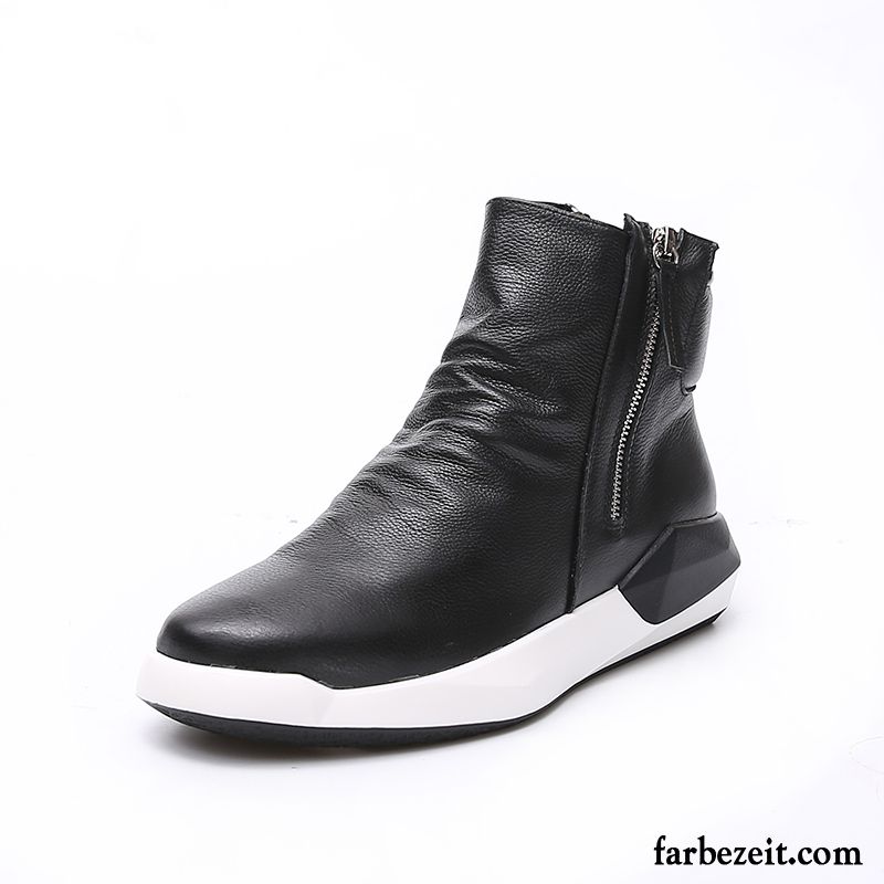 Herren Boots Cognac Schwarz Mode Echtleder Martin Stiehlt Weiß Neue Reißverschluss Stiefel Dicke Sohle England Casual