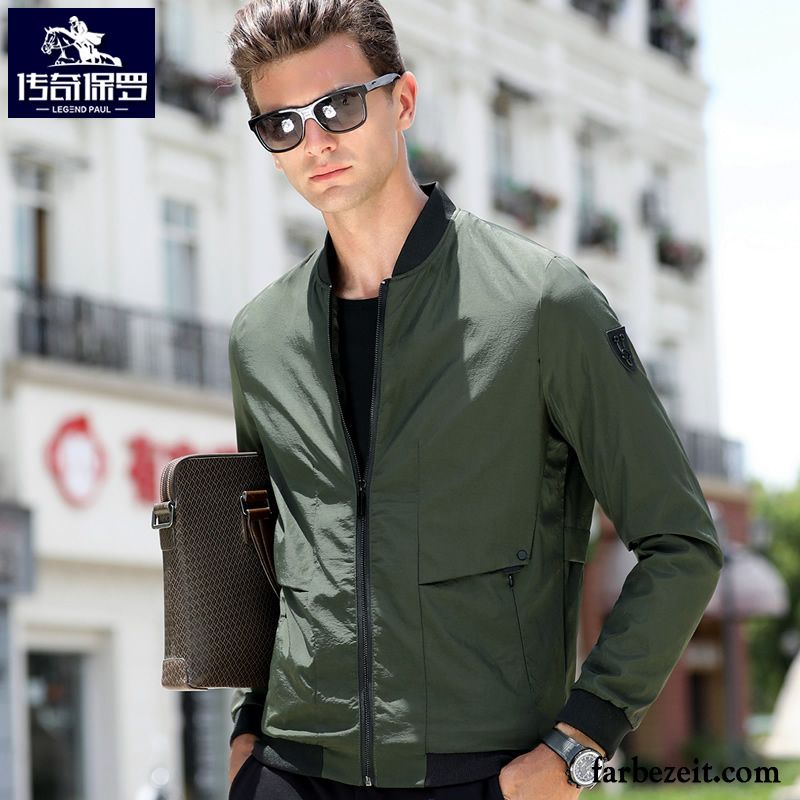 Herren Business Jacke Freizeit Jugend Allgleiches Herbst Spleißen Persönlichkeit Überzieher Trend Grün Feder Jacke Pilot Lose