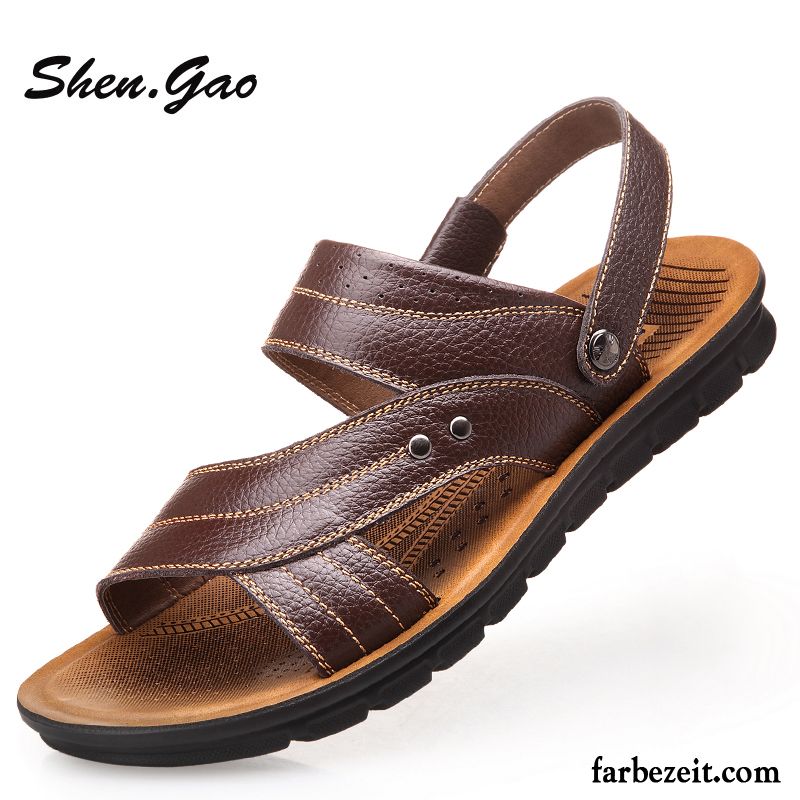 Herren Schuhe Sommer Casual Sandalen Atmungsaktiv Mode Oberleder Schuhe Täglich Neue Feder Kaufen