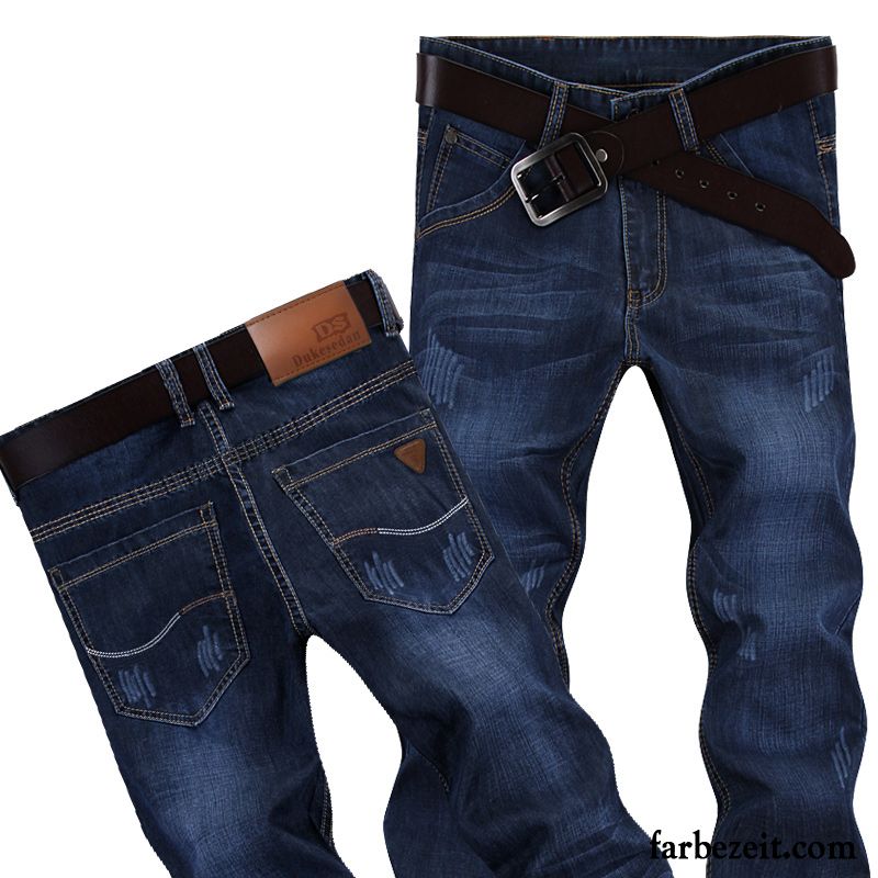 Herren Hose Löchern Herbst Hose Lange Jugend Schlank Gerade Jeans Winter Verdickung Trend Plus Samt Billig